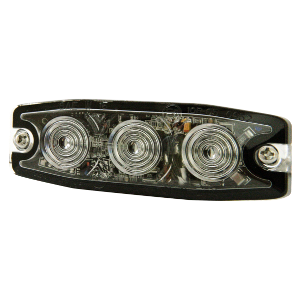 Supplerende blink, 3 Bl led/klar glas, 6,6 mm dyb, 12/24v