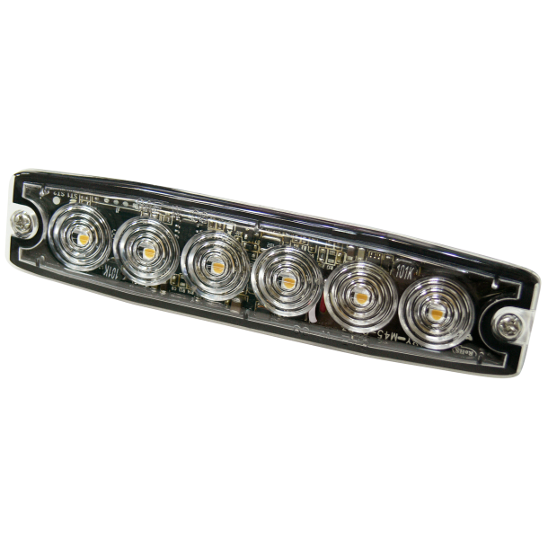 Supplerende blink, 6 Gul led/klar glas, 6,6 mm dyb, 12/24v, R65