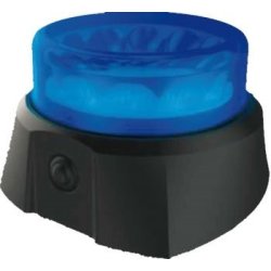 Genopladeligt advarselsblink, magnetmonteret, Blt glas, R65, inkl. 12v oplader og fjernbetjening.