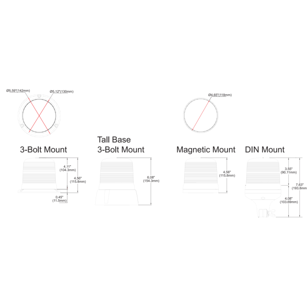 LED-Blink gul m. gult glas, fastmontering, 12-24V, R65, SAE, 5 M ADR kabel