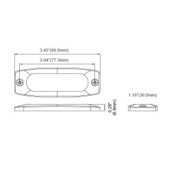 Supplerende blink, 3 Gul led/klar glas,6,6mm tyk, R65 godkendt, 12/24v