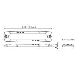 Supplerende blink, 6 Gul led/klar glas, 6,6 mm dyb, 12/24v, R65