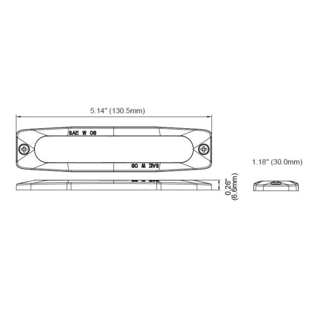Supplerende blink, 6 Gul led/klar glas, 6,6 mm dyb, 12/24v, R65