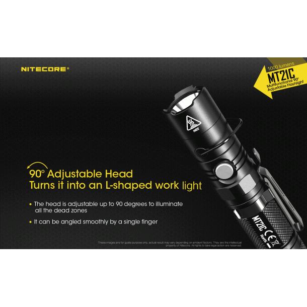 LED hndlygte m. vippehoved, 1000 lm. 