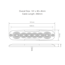 Ultra tynd kombi baglygte, 12/24 volt 8mm tyk.