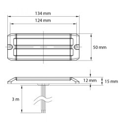 Gul LED markeringslygte med blinklys og gult advarselsblink. R65/R91, 3m