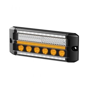 Hvid LED markeringslygte med blinklys og gult advarselsblink. R65/R91, 3m
