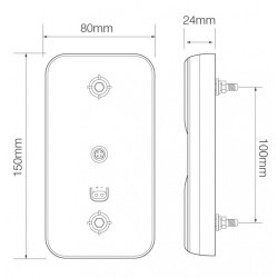 Baglygte med refleks, 12/24v
