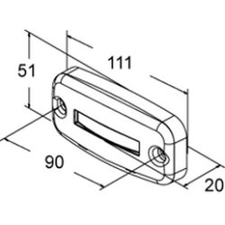 Hvid markeringslygte LED, 5,0m kabel, 111X51mm - Glow