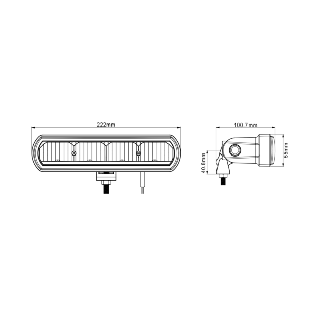 Fjernlysbar, 222 mm.