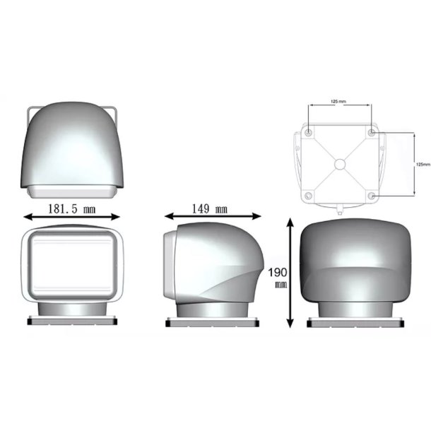Sgelygte, 12/24v, Sort, fastmontering, LED, 50 w, trdls fjernbetjening, Venus