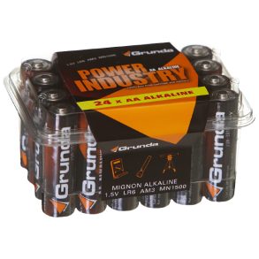 BATTERI GRUNDA AA INDUSTRIPAKKE. 24 STK