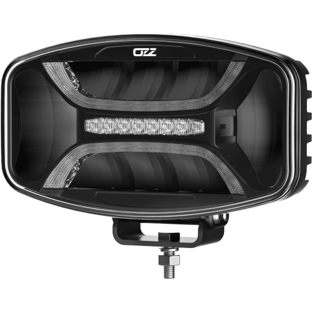 OZZ Oval fjernlygte med gult og hvidt positionslys, samt blitz. Ref. 50, Sort hus