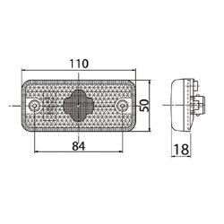 Sidemarkeringslygte LED med refleks gul 24V