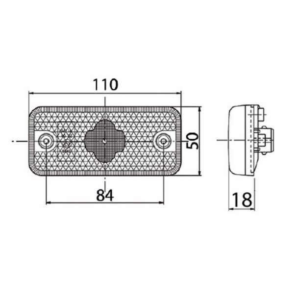 Sidemarkeringslygte LED med refleks gul 24V