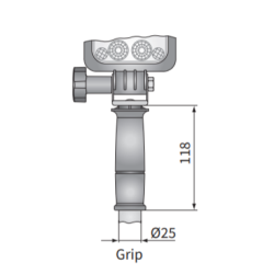 Hndsgelygte LED, 2500 Lumens, 4 Spot, Firkantet, 12/24v, kontakt/8m ledning/stik.Hndtag i top og bund