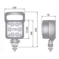 LED baklygte, 1500 lumen, 12/24V, Deutsch connector