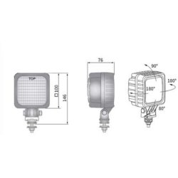 LED baklygte, 1500 lumen, 12/24V, 0,5 m kabel
