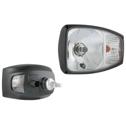 Universal forlygte/Sneplovslygte, med indbygget blinklys, 12v, H4, Venstre