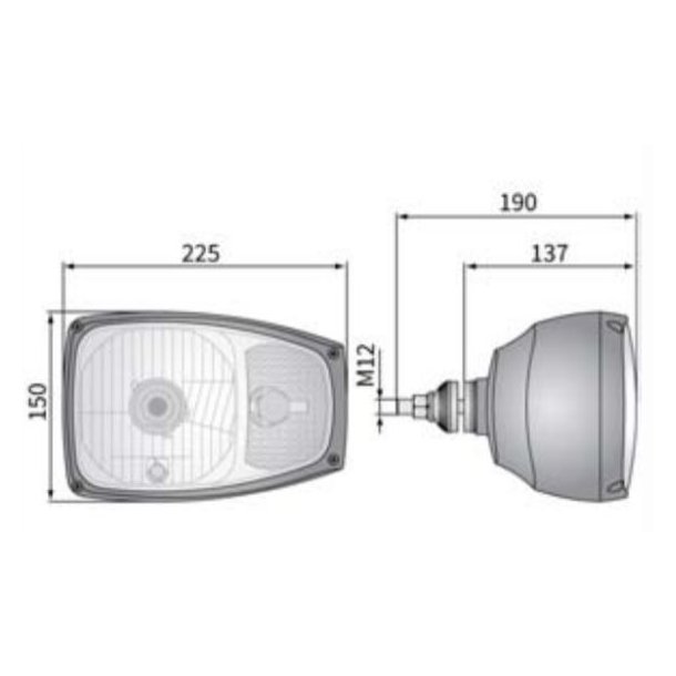 Universal forlygte/Sneplovslygte, med indbygget blinklys, 12v, H4, Hjre