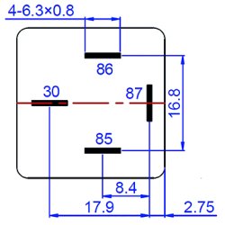 Arbejdsrel mini 24V 40A, 4P pin m/holder