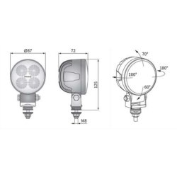 LED arbejdslampe, 35 gr, IP68, 1500 Lumen 12/24V (50001)