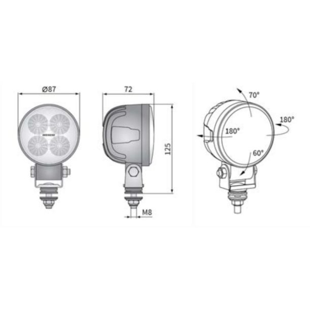 LED arbejdslampe, 35 gr, IP68, 1500 Lumen 12/24V (50001)