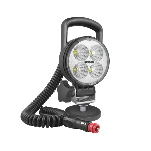 Arbejdslampe LED p magnetfod, 1500 lm, 12/24V, 8 m spiralkabel, incl. transportkasse.