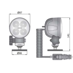 Arbejdslampe LED p magnetfod, 1500 lm, 12/24V, 8 m spiralkabel, incl. transportkasse.