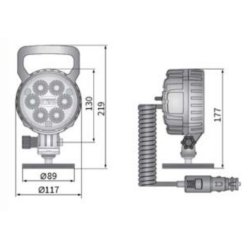 Rund 1500 Lumen stangmonteret arbejdslampe med hndtag. FLOOD CAR1