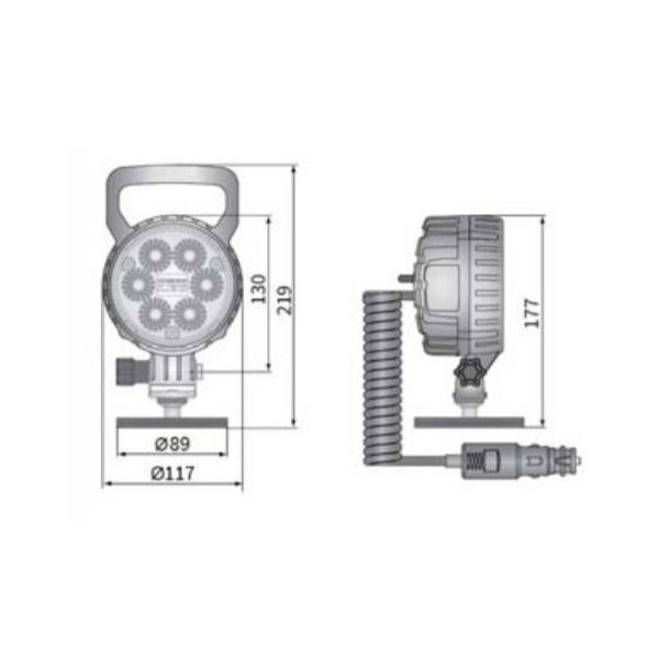 Rund 1500 Lumen stangmonteret arbejdslampe med hndtag. FLOOD CAR1
