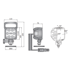 Arbejdslampe med magnet 12/24V LED, 2500 Lumen