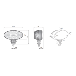 4000 Lumens oval LED arbejdslampe, 12/24v, SPOT (53601)