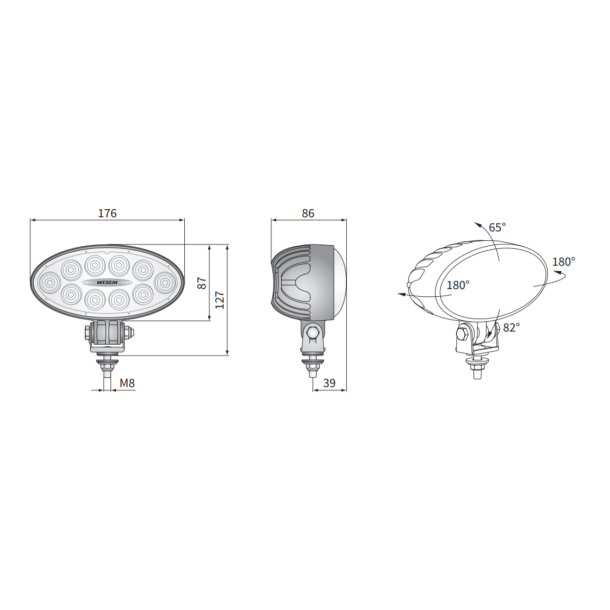 4000 Lumens oval LED arbejdslampe, 12/24v, SPOT (53601)