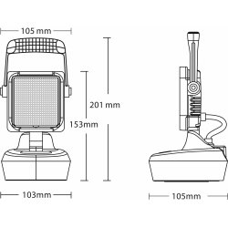 Genopladelig arbejdslampe, med magnet/hndtag/batteri/ladekabel 12/24v + 230V. IP66