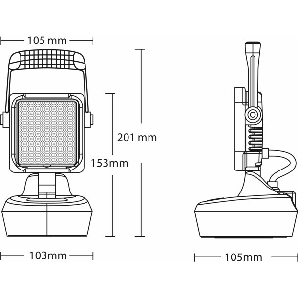 Genopladelig arbejdslampe, med magnet/hndtag/batteri/ladekabel 12/24v + 230V. IP66