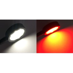 Kortlselampe m. flex svanehals. Hvidt og rdt trinlst justerbart LED lys 12/24 volt