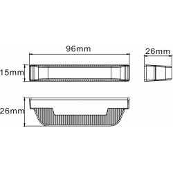 Supplerende blink, 5 meter ledning, Gul, 4-LED, Flad/bred, 9-30v, R65, nats�nkning.