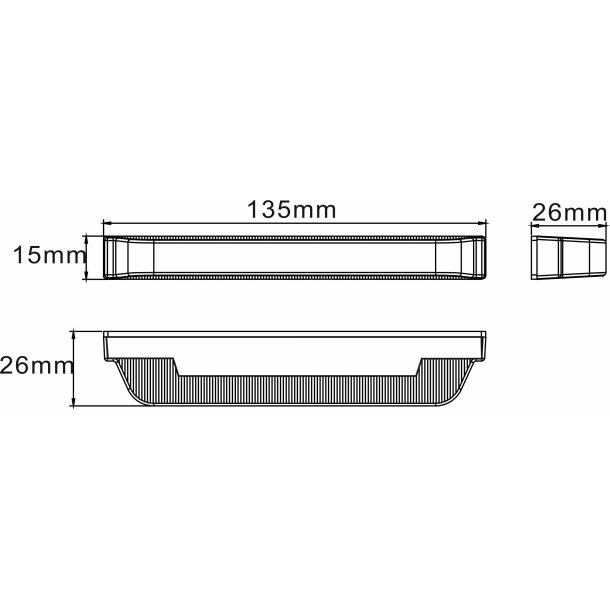 Supplerende blink, 5 meter ledning, Gul, 6-LED, Flad/bred, 9-30v, R65, nats�nkning.