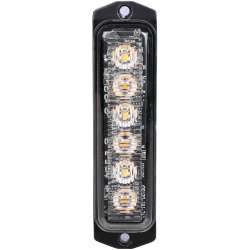 Supplerende blink, Gul, 6-LED, 9-30v, R65, Horisontal+vertikal, 5 meter ledning