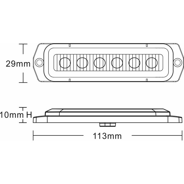 Supplerende blink, Gul, 6-LED, 9-30v, R65, Horisontal+vertikal, 5 meter ledning