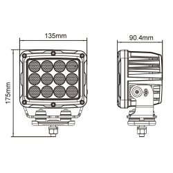 HD Arbejdslampe Flood, 180W, 21600 lm, 12/24V