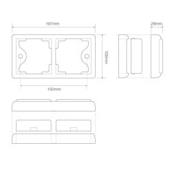80-serie baglygte med 2 moduler, sort ramme, 12/24v