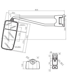 Solaris motorspejl H�jre med vidv. spejl 24V
