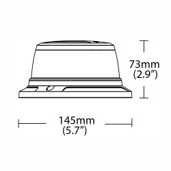 Kompakt LED blink, gult glas, 12/24V, planmonteret, CISPR class 5