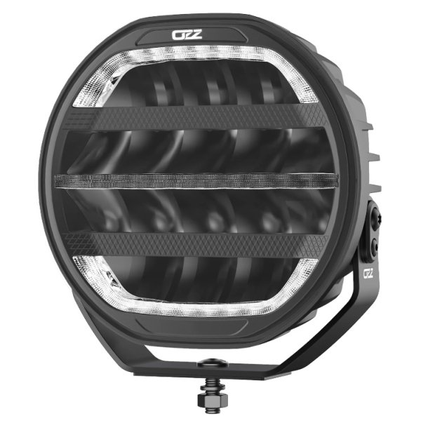 OZZ 9" fjernlygte med gult og hvidt positionslys samt blitz, Ref. 50, Sort hus