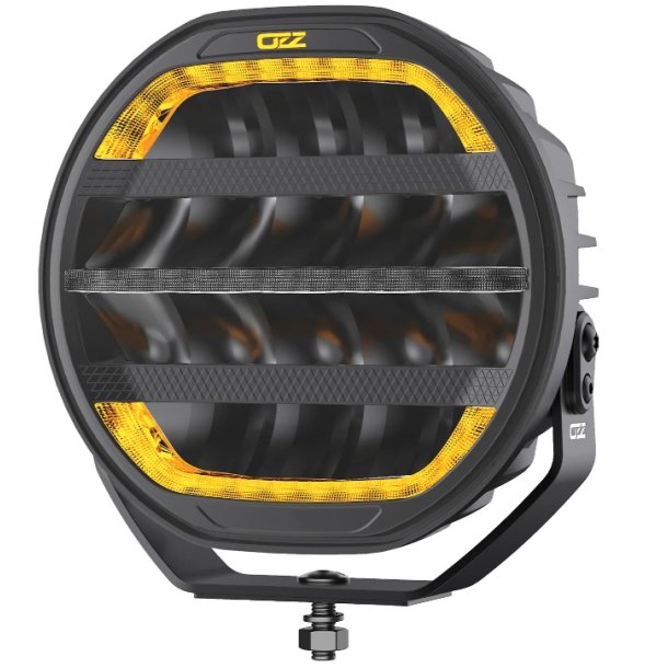 OZZ 9" fjernlygte med gult og hvidt positionslys samt blitz, Ref. 50, Sort hus