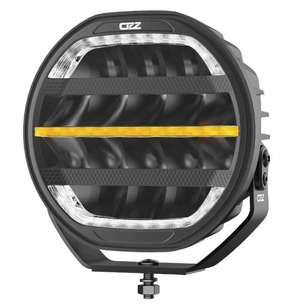 OZZ 9" fjernlygte med gult og hvidt positionslys samt blitz, Ref. 50, Sort hus