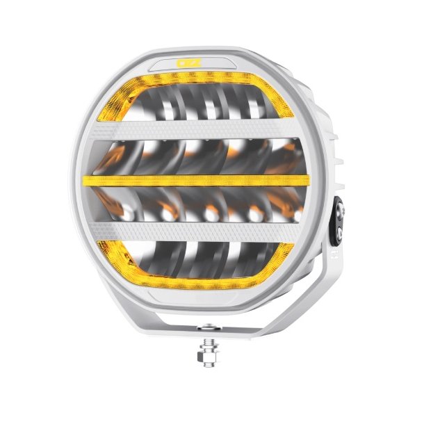 OZZ 9" fjernlygte med gult og hvidt positionslys samt blitz, Ref. 50, Hvidt hus