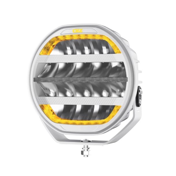 OZZ 9" fjernlygte med gult og hvidt positionslys samt blitz, Ref. 50, Hvidt hus